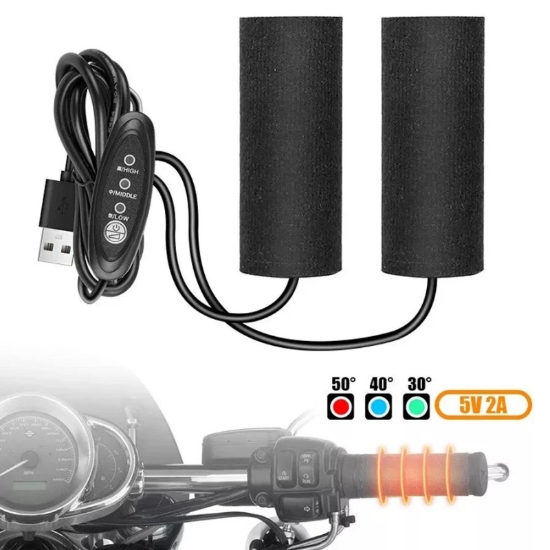 Handlebar Grip Heated - ปลอกแฮนด์มอเตอร์ไซค์แบบมีระบบทำความร้อน 5V USB ปลอกแฮนด์ไฟฟ้าแบบอุ่น ป้องกันการสั่นสะเทือน ป้องกันการลื่น