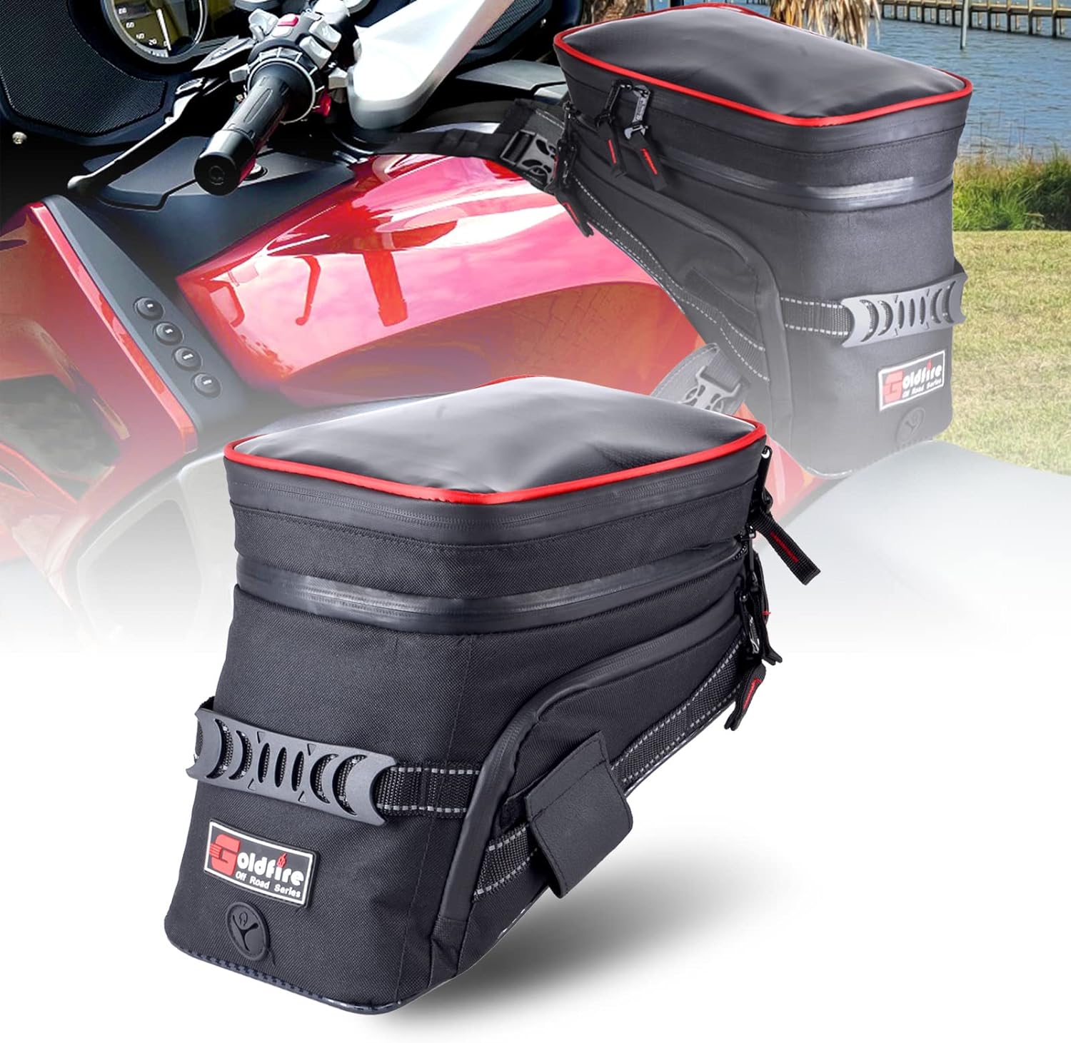 Motorcycle Gear Backpack - ใหม่ Universal รถจักรยานยนต์กระเป๋าถังแก๊สถังน้ํามันเชื้อเพลิง Saddlebag QUICK RELEASE